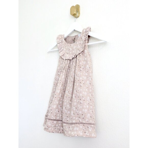 NEW! Tahari Floral Cotton Summer Dress A Line Taupe Tan Color SZ 3T - Picture 2 of 7